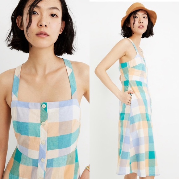 Madewell Dresses & Skirts - MadewellTank Button-Front Midi Dress Rainbow Check
